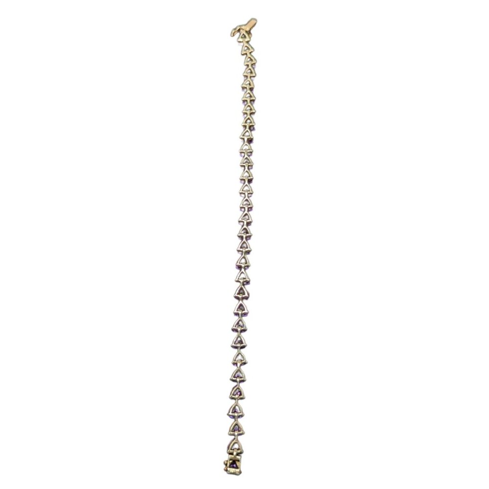 Amethyst Trillion Shaped Tennis Bracelet 18k Over Sterling Silver - Picture 9 of 9